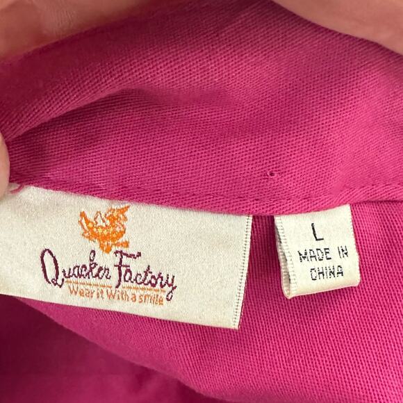 Quacker Factory Jacket Floral Butterfly Embroidered Full Zip Hot Pink Size Large - Picture 10 of 10